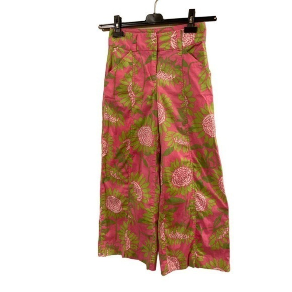 Lilly Pulitzer‎ Vintage Pants 0 White Label Sunflower Soleil Pink Green Retro
